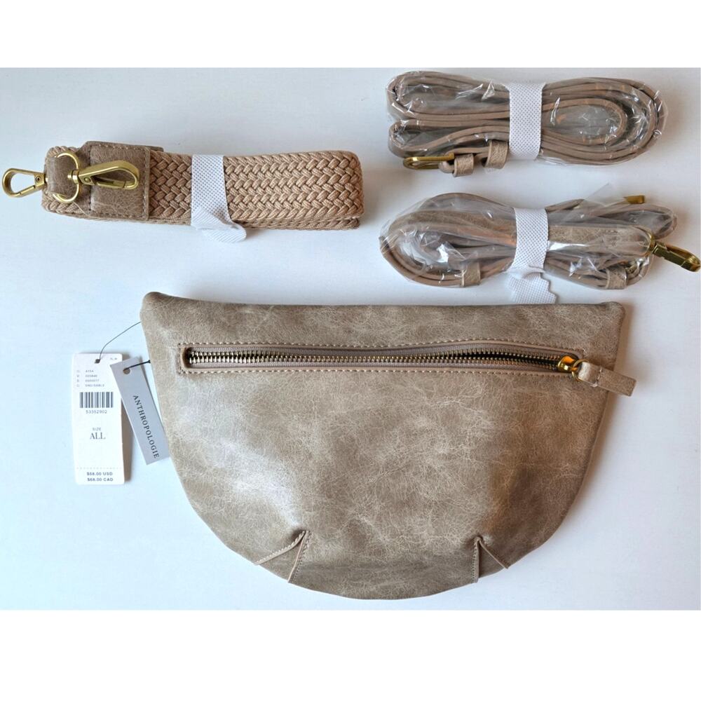 Anthropologie NEW Convertible Hip Belt Bag Vegan Leather Sand Sable Color NWT - Picture 10 of 12
